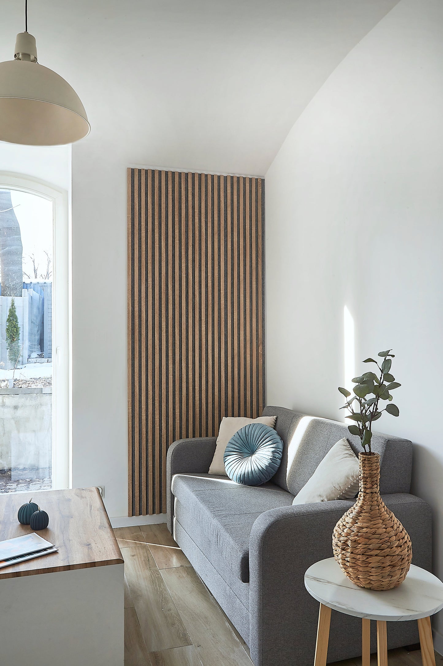 Marbet Design Woodline - 4 units x Sonoma Oak Lamella Panel on Grey Felt - 2700 x 300 mm