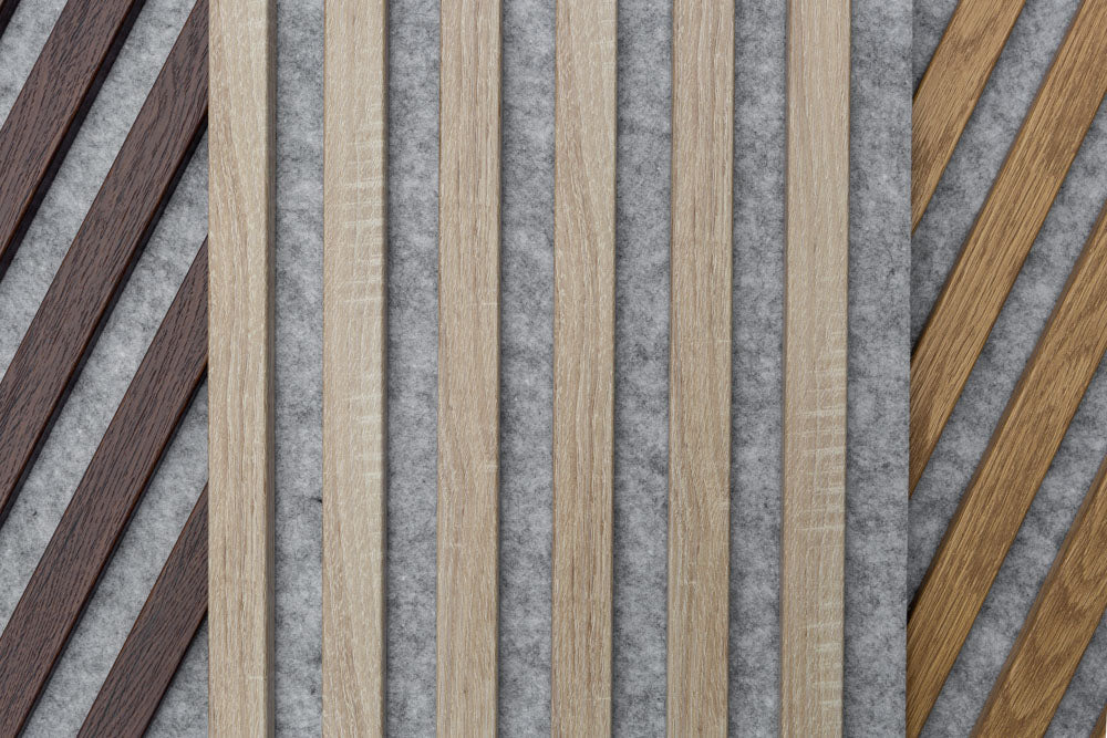Marbet Design Woodline - 4 units x Sonoma Oak Lamella Panel on Grey Felt - 2700 x 300 mm