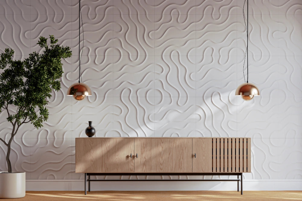 3D LINE FLOW panels in an interior