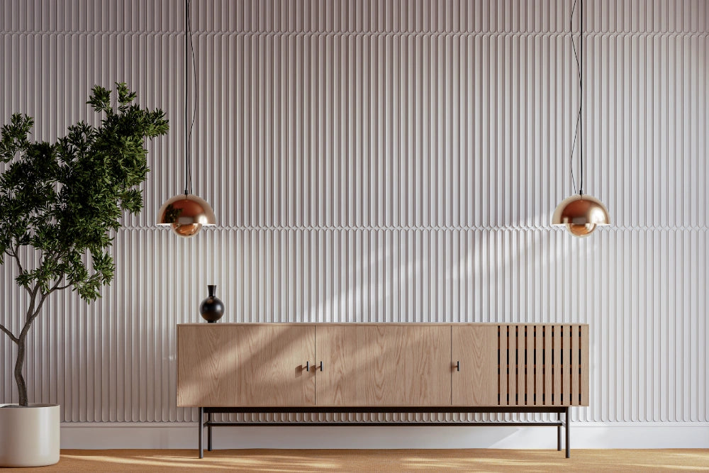 3D LINE ROLL B panels in an interior