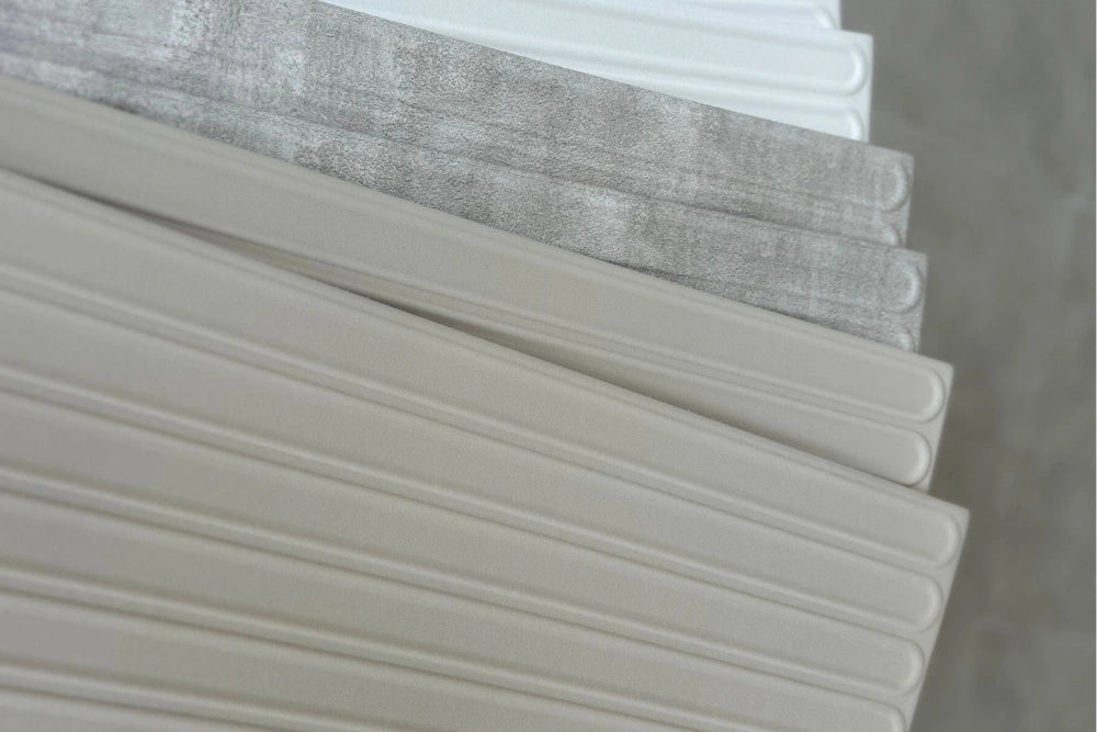 3D LINE ROLL B feature wall in an interior