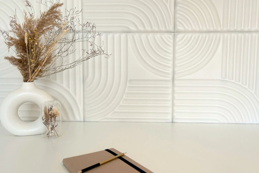 3D LINE STUCCO feature wall in an interior