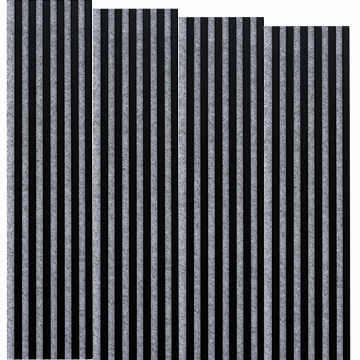 Marbet Design Woodline - 4 units x Black Lamella Panel on Grey Felt - 2700 x 300 mm
