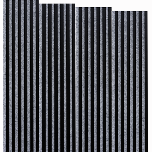Marbet Design Woodline - 4 units x Black Lamella Panel on Grey Felt - 2700 x 300 mm