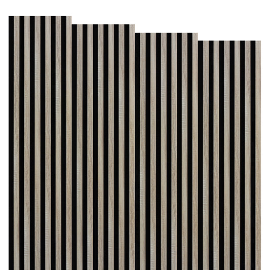 Marbet Design Woodline - 4 units x Sonoma Oak Lamella Panel on Black Felt - 2700 x 300 mm