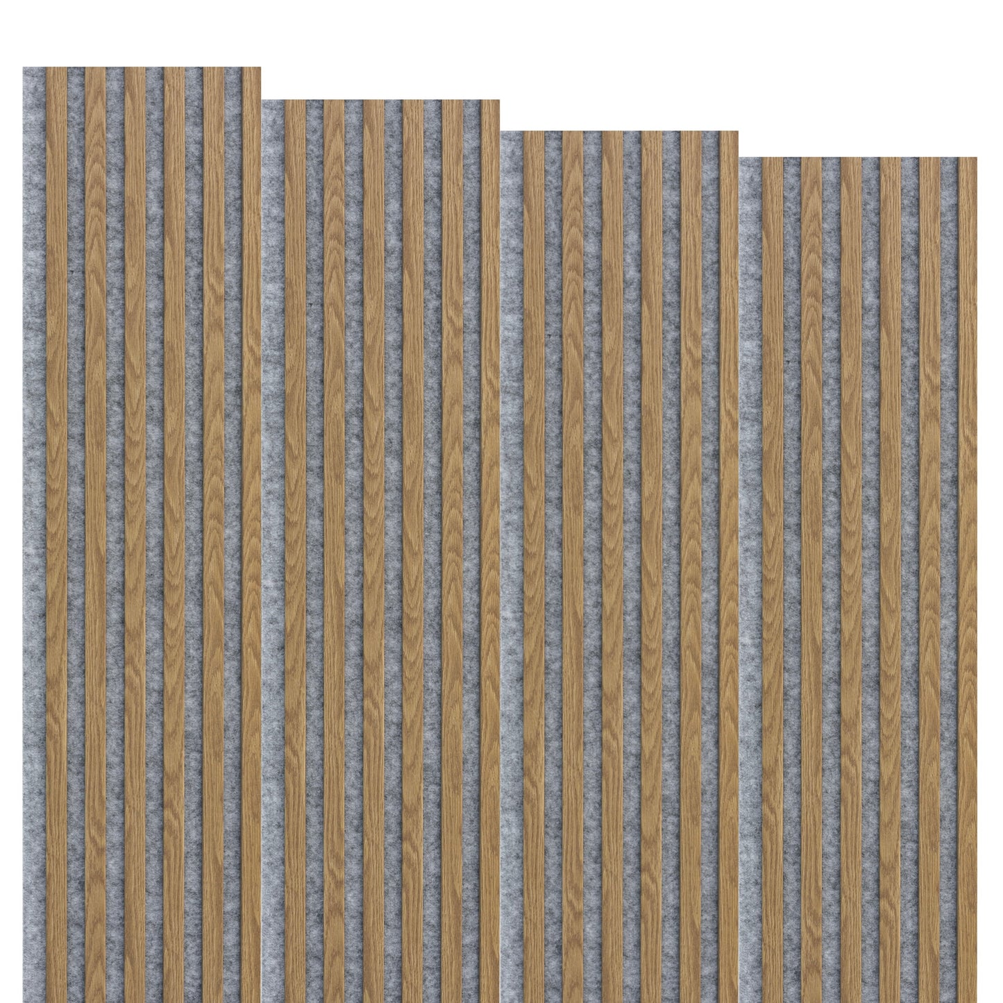 Marbet Design Woodline - 4 units x Light Oak Lamella Panel on Grey Felt - 2700 x 300 mm