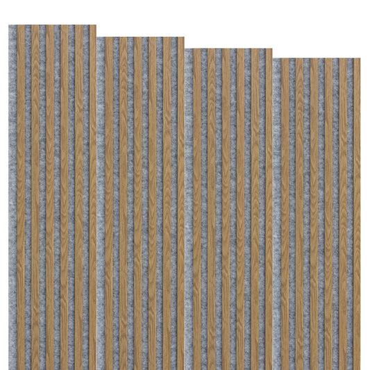 Marbet Design Woodline - 4 units x Light Oak Lamella Panel on Grey Felt - 2700 x 300 mm