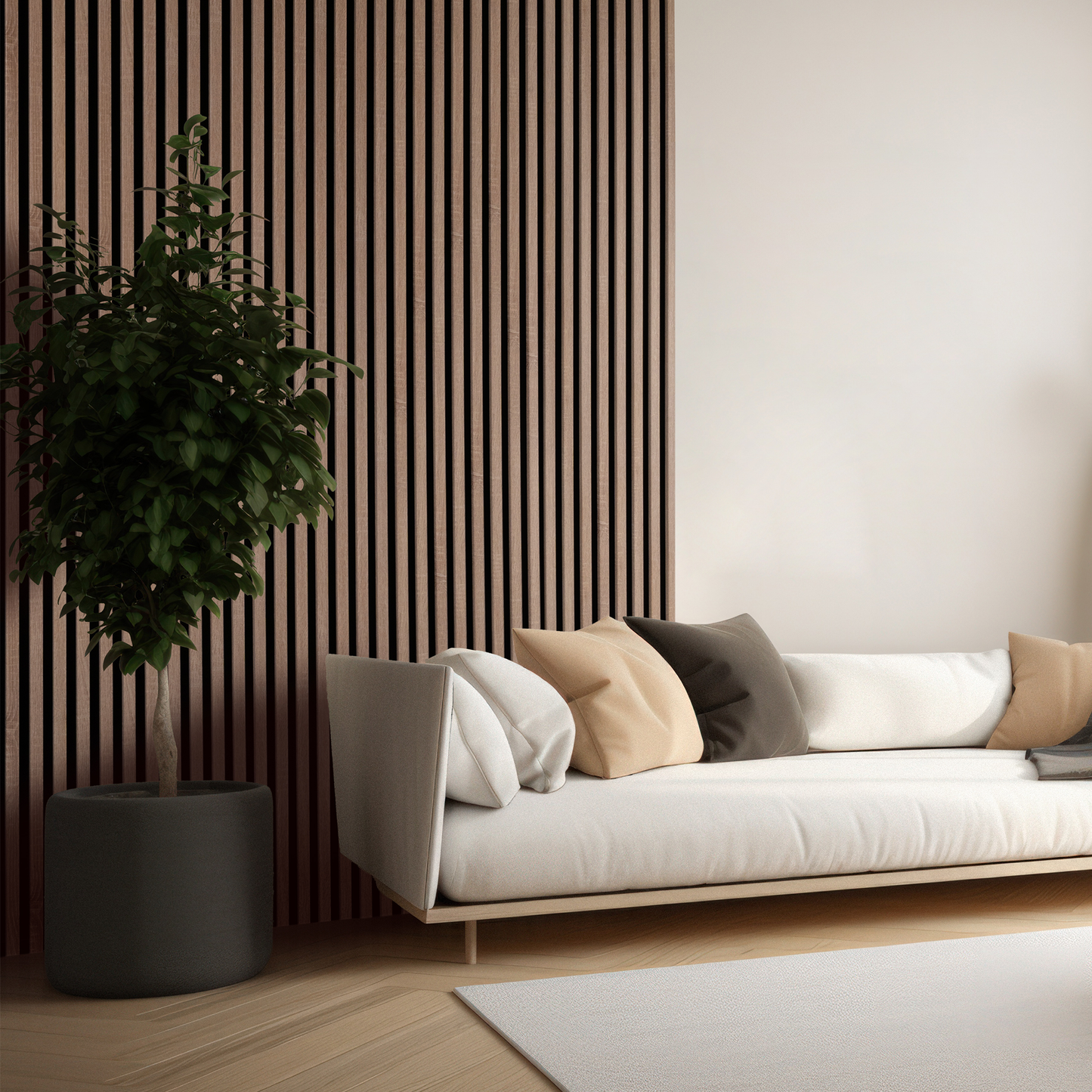 Marbet Design Woodline - 4 units x Sonoma Oak Lamella Panel on Black Felt - 2700 x 300 mm