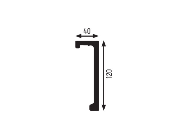 EK-120 curtain rail profile and dimensions