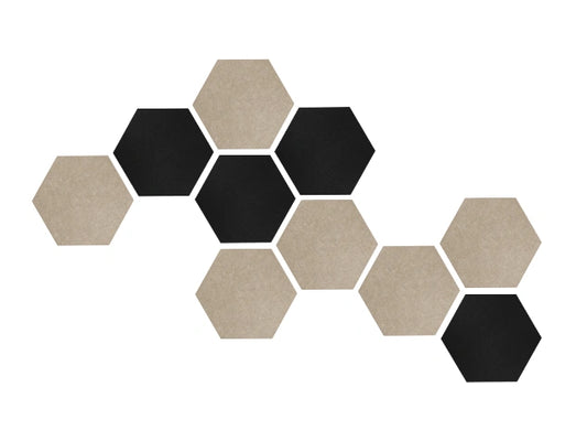 FLATLINE 2.0 HEX SET 2 beige and black felt panels