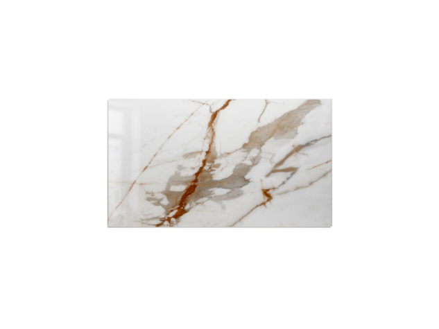 SPC WALL 400×700 Carrara white and brown glossy panel, front view