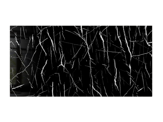 SPC WALL 600×1200 Carrara black glossy panel, front view