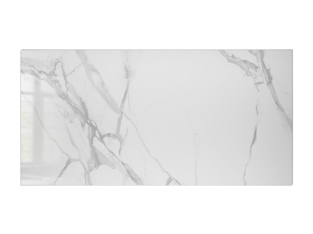 SPC WALL 600×1200 Carrara white glossy panel, front view